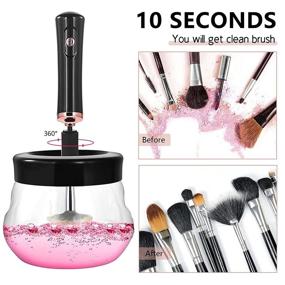 img 2 attached to 💄 Electric Makeup Brush Cleaner and Dryer Machine - Automatic Brush Cleaner for All Size Brushes with 8 Rubber Collars (Black-2) - Deep Cosmetic Makeup Brushes Cleaner Spinner