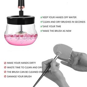 img 1 attached to 💄 Electric Makeup Brush Cleaner and Dryer Machine - Automatic Brush Cleaner for All Size Brushes with 8 Rubber Collars (Black-2) - Deep Cosmetic Makeup Brushes Cleaner Spinner