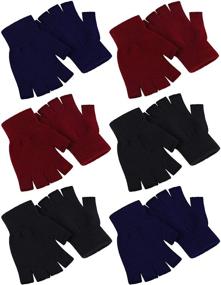 img 4 attached to 🧤 URATOT Unisex Fingerless Gloves: Stretchy Men's Accessories for Stylish Hand Protection