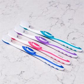 img 2 attached to 🪥 Pack of 4 Assorted Colors - Super Soft Toothbrush with Tapered Bristles and Tongue Cleaner for Effective Oral Hygiene