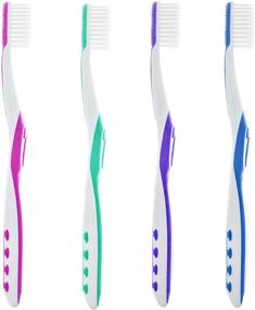 img 4 attached to 🪥 Pack of 4 Assorted Colors - Super Soft Toothbrush with Tapered Bristles and Tongue Cleaner for Effective Oral Hygiene