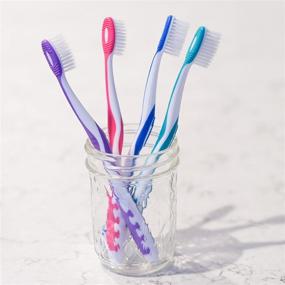 img 1 attached to 🪥 Pack of 4 Assorted Colors - Super Soft Toothbrush with Tapered Bristles and Tongue Cleaner for Effective Oral Hygiene