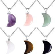 💎 miglufa 6pcs natural stone pendant necklace: beautiful healing point reiki gemstone crystal jewelry making for women logo