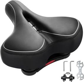 img 4 attached to 🚴 BURSUN Wide Bike Seat: Ultimate Comfort for Men and Women - Dual Shock Absorbing, Soft Memory Foam Bicycle Seat for Indoor and Outdoor Bikes