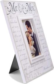 img 3 attached to 🖼️ Malden International Designs Mr & Mrs Wood Picture Frame, 5x7, Off White - Silkscreened Corinthians Verse