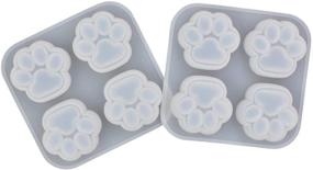 img 1 attached to Double Cat Paws Epoxy Mold – Cute Cat Footprint Resin Casting Silicone Mold Set, 5 x 5cm