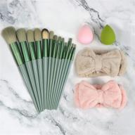 💄 puxyblue makeup brush set for eyeshadow foundation with makeup sponge egg & microfiber bowtie headbands - adjustable elastic hair band for women and beauties logo