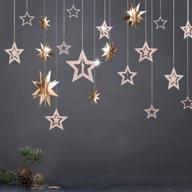 🌟 shimmering champagne gold star garland: perfect for birthday party decor, baby shower, anniversaries, engagements, christmas, new year, weddings, graduations, ramadan, eid - stylish hanging streamer backdrop banner logo