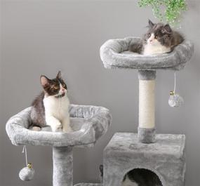 img 1 attached to 🐱 BEWISHOME MMJ53: Ultimate Multi-Level Cat Tower with Scratching Post, Plush Perch, and Jumping Platform – A Perfect Indoor Cat Condo and Activity Center for Your Feline Friend