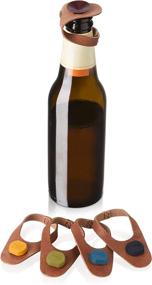 img 1 attached to 🍾 Multi-Pack of 6 Vacu Vin Bottle Markers & Stoppers with Leather Cover