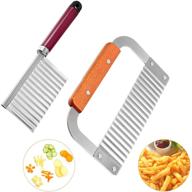 🔪 set of 2 stainless steel crinkle cutters for potatoes, vegetables, and fries - wavy slicers for effortless kitchen crinkle cuts, salad preparation, chip making - perfect for chopping cucumbers, carrots, and fruits logo