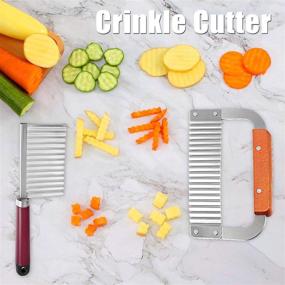 img 3 attached to 🔪 Set of 2 Stainless Steel Crinkle Cutters for Potatoes, Vegetables, and Fries - Wavy Slicers for Effortless Kitchen Crinkle Cuts, Salad Preparation, Chip Making - Perfect for Chopping Cucumbers, Carrots, and Fruits