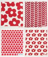 trendy tripper swedish dishcloths/sponge cloths - 4 pack of stylish red designs (blommors/cirkus/fiddeli/hearts) logo