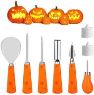 abell halloween pumpkin carving kit - 6 pcs 🎃 sturdy stainless steel tools set for jack-o-lanterns with 2 tea lights logo