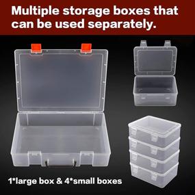 img 1 attached to 📦 Clear Multifunctional Storage Box with 1 Large Organizer and 4 Small Containers for Photos, Beads, Legos, Crafts, Nails, Stickers, Seeds, and Washi Tape - Ideal Art Supply Saver