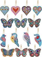 dazzle your style: 15-piece diy diamond painting keychains for unique phone and bag decoration - bird, butterfly, and heart shaped pendants! logo