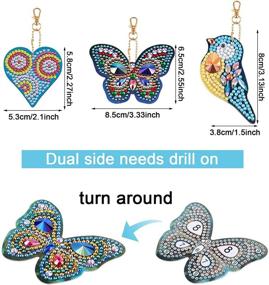 img 1 attached to Dazzle Your Style: 15-Piece DIY Diamond Painting Keychains for Unique Phone and Bag Decoration - Bird, Butterfly, and Heart Shaped Pendants!