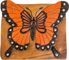 img 2 attached to 🦋 Sea Island Imports Monarch Butterfly Handcrafted Acacia Wood Decorative Short Stool