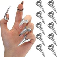 retro metal nail claws rings set - 10 pieces full finger claw cosplay armor, punk rock gothic talon fingertip claws for cosplay accessories, nail art, holiday party (silver) logo