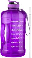 outxe gallon water bottle: bpa-free with straw, 128 oz motivational tritan sports bottle with time marker, large bpa-free water jug with handle - reusable workout gym fitness purple logo