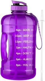 img 4 attached to OUTXE Gallon Water Bottle: BPA-Free with Straw, 128 oz Motivational Tritan Sports Bottle with Time Marker, Large BPA-Free Water Jug with Handle - Reusable Workout Gym Fitness Purple