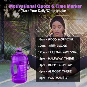 img 2 attached to OUTXE Gallon Water Bottle: BPA-Free with Straw, 128 oz Motivational Tritan Sports Bottle with Time Marker, Large BPA-Free Water Jug with Handle - Reusable Workout Gym Fitness Purple