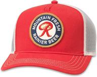 american needle valin rainier beer mountain fresh trucker hat (pbc-1908b-ired): stylish headwear for beer enthusiasts! logo