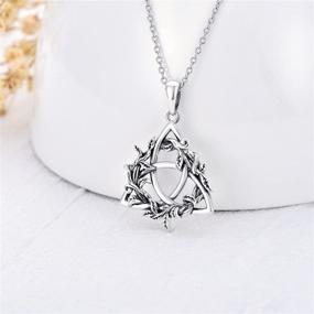 img 2 attached to 🍀 Celtic Knot Necklace - 925 Sterling Silver Oxidized Jewelry for Good Luck