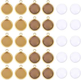 img 4 attached to Premium 20pcs 16mm Gold Round Bezel Pendant Trays: Ideal Stainless Steel Base for Jewelry Making