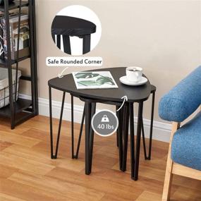 img 1 attached to 🌑 Black Nesting-Tables Living Room Coffee Table Sets: Vintage Night Tables for Bedroom Home Office