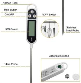 img 1 attached to 🔥 Enhanced Wireless Digital Meat Thermometer: LCD Backlight + Clock Timer | BBQ Grilling, Smoking, Oven Cooking