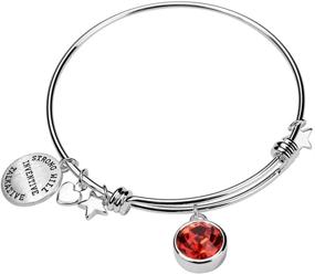 img 4 attached to 💎 Girls' Birthstone Crystal Expandable Bracelet - Silver Jewelry