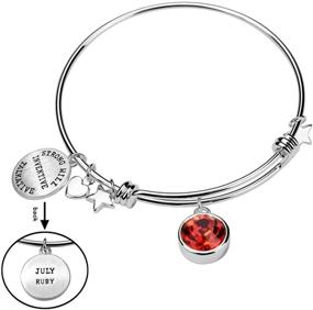 img 2 attached to 💎 Girls' Birthstone Crystal Expandable Bracelet - Silver Jewelry