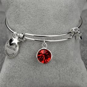 img 1 attached to 💎 Girls' Birthstone Crystal Expandable Bracelet - Silver Jewelry