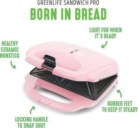 img 2 attached to Pro Healthy Ceramic Nonstick GreenLife Sandwich Maker in Pink