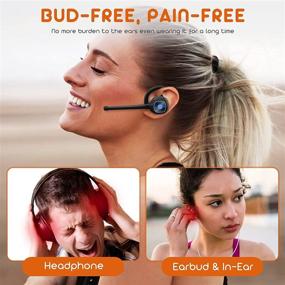 img 3 attached to 🎧 Беспроводные наушники с подавлением шума CVC8.0 Dual-Mic Bluetooth - Гарнитура HandsFree для всех устройств с Bluetooth, одноухое беспроводное наушник для iPhone Android, водителей грузовиков и деловых встреч