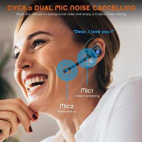 img 2 attached to 🎧 Беспроводные наушники с подавлением шума CVC8.0 Dual-Mic Bluetooth - Гарнитура HandsFree для всех устройств с Bluetooth, одноухое беспроводное наушник для iPhone Android, водителей грузовиков и деловых встреч