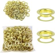 qwork 1/2 inch metal grommet eyelet kit - 500 pieces grommets and washers for clothing, leather tags, canvas, and diy crafts - self backing with gold finish logo