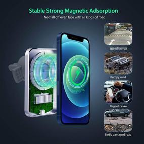 img 3 attached to 🚗 Mag Safe Car Mount Charger for iPhone 13/12 - 15W Qi Fast Charging Magnetic Wireless Car Charger, White