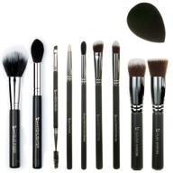 💄 top-rated beauty junkees 10pc makeup brush set - high-quality makeup brushes for flawless full face application: foundation, concealer, powder, blush, highlighter, eyeshadow, eyebrows, with blender sponge - affordable logo