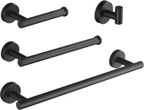 img 4 attached to 🛀 WPT 4-Piece Bathroom Hardware Set: Matte Black Stainless Steel Towel Rack, Toilet Paper Holder, Robe Towel Hooks & More!