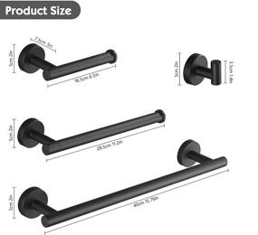 img 3 attached to 🛀 WPT 4-Piece Bathroom Hardware Set: Matte Black Stainless Steel Towel Rack, Toilet Paper Holder, Robe Towel Hooks & More!
