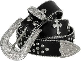 img 4 attached to 💎 Stylish Western Crystal Rhinestone Cowgirl Studded Women's Belt Accessories: Elevate Your Outfit!