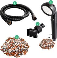 revitalize your shower experience with the original stonestream ecopower shower head system - enhanced water softening, pressure boosting, and water saving benefits - multi function showerhead + 4-in-1 wall adapter kit in matte black logo