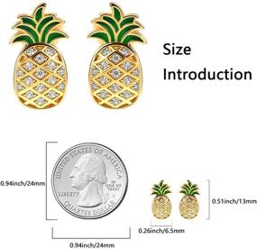 img 2 attached to 🍍 Hypoallergenic Sterling Silver Pineapple Stud Earrings for Girls, Teens, and Women - Fruit Jewelry Gifts