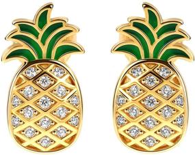 img 4 attached to 🍍 Hypoallergenic Sterling Silver Pineapple Stud Earrings for Girls, Teens, and Women - Fruit Jewelry Gifts