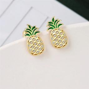 img 1 attached to 🍍 Hypoallergenic Sterling Silver Pineapple Stud Earrings for Girls, Teens, and Women - Fruit Jewelry Gifts