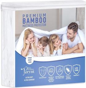 img 4 attached to 🛏️ Queen- Premium Bamboo Mattress Protector | Ultra Soft Waterproof Mattress Cover | Breathable & Hypoallergenic | Bed Protection & Comfort | Vinyl-Free | Queen Size 60"x80