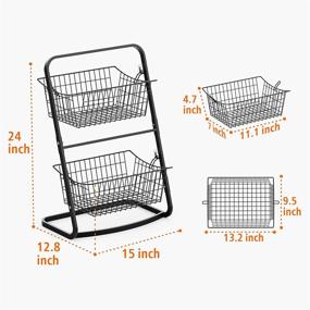 img 1 attached to 🧺 Wire Market Basket Stand: 2 Tier Vertical Fruit Basket for Kitchen and Pantry Storage