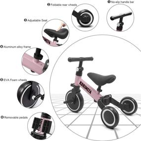 img 1 attached to 🚲 KORIMEFA 3 in 1 Kids Tricycle: Perfect Trike for 2 Year Old Toddlers - Ideal for Girls and Boys - Balance Bike for 10 Months to 2 Years - Safe and Fun Infant Trike!